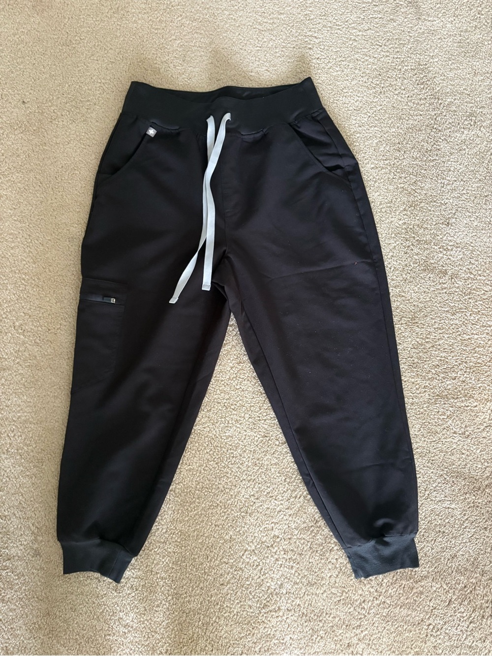 Figs Black Joggers petite small with White Drawstring
